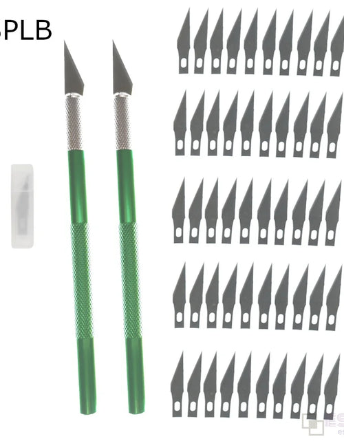 Load image into Gallery viewer, Engraving Non-Slip Metal Scalpel Knife Kit + 50/20/10/5pcs #11 Blades Cutter Craft Knives for Mobile Phone PCB Repair Hand Tools
