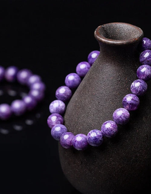 Load image into Gallery viewer, Natural Charoite Beads Bracelet Amethyst Stone Crystal Women Fashion Jewelry Single Circle Elastic Rope Charoite Bracelet Gifts
