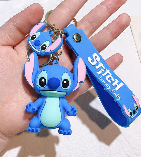 Lilo & Stitch Toys Keychian Anime Stitch Pendant Keychain Sweet Pink Angel Keychians Women Car Keyring Girl Birthday Gift