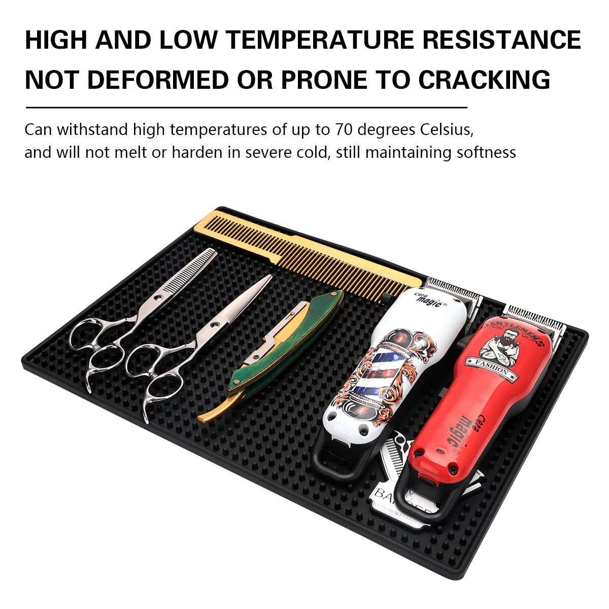 Non-Slip Barber Station Mat Cushion Pad Hairdresser Tool Organizer for Clippers Scissors Comb Trimmers Brushes - Salon Essential