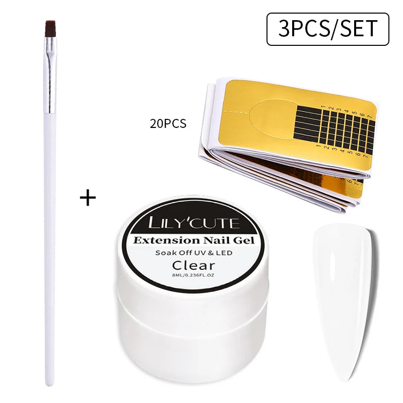 LILYCUTE 6 IN 1 Extension Gel Nail Polish Acrylic Construct Hard Gel Soak Off Self Leveling Reinforcement Gel For Nail HEMA FREE
