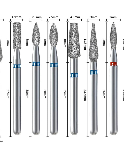 Load image into Gallery viewer, 10Pcs Diamond Milling Cutter For Manicure Electric Nail Drill Bits Accessory Pedicure Machine Nail File Gel Remover Tool
