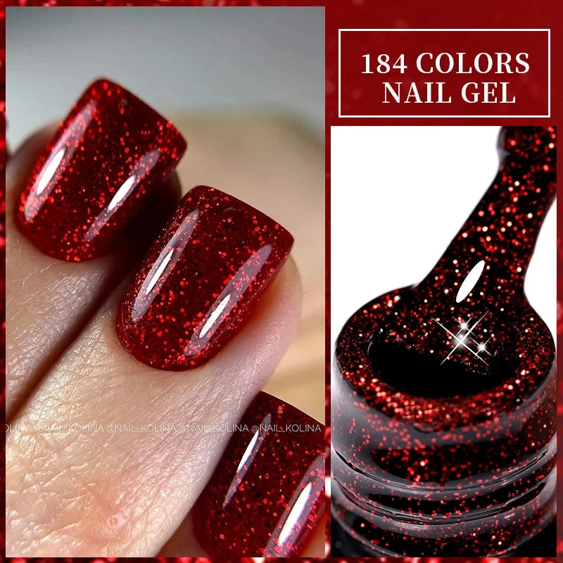 LILYCUTE 7ML Glitter Gel Nail Polish Sparkling Semi Permanent UV Gel Colorful Shinning Gel Varnish Nail Art Soak Off UV LED Gel