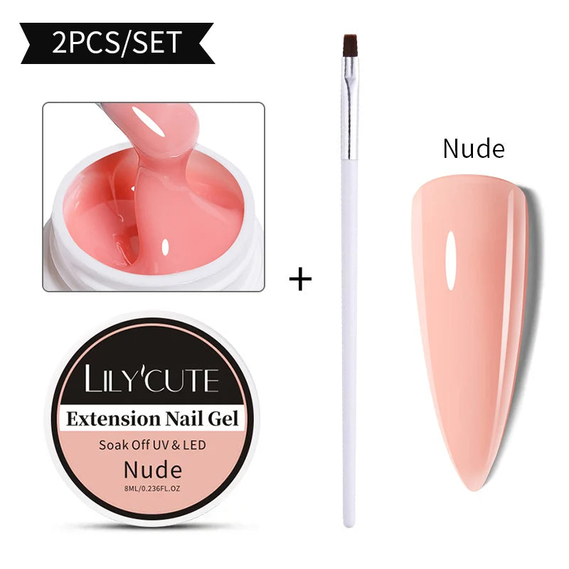 LILYCUTE 6 IN 1 Extension Gel Nail Polish Acrylic Construct Hard Gel Soak Off Self Leveling Reinforcement Gel For Nail HEMA FREE