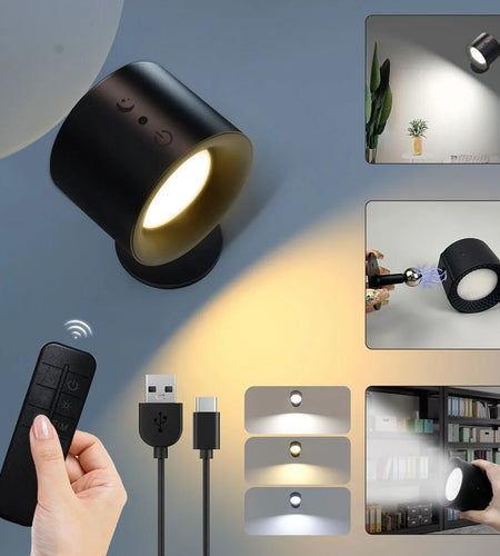 LED Wall Sconces Light Touch Control Double Head Wall Lamp 360 Rotatable 3Colors Wall Lights Wireless Night Lights For Bedroom