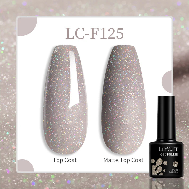LILYCUTE 7ML Glitter Gel Nail Polish Sparkling Semi Permanent UV Gel Colorful Shinning Gel Varnish Nail Art Soak Off UV LED Gel