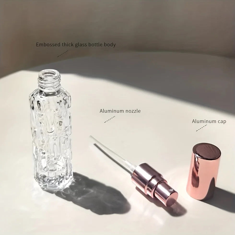 1/3/6pcs+4 accessories 10ml travel mini perfume atomizer container with 3 spray bottles, 2 funnels, 2 dispenser diviners