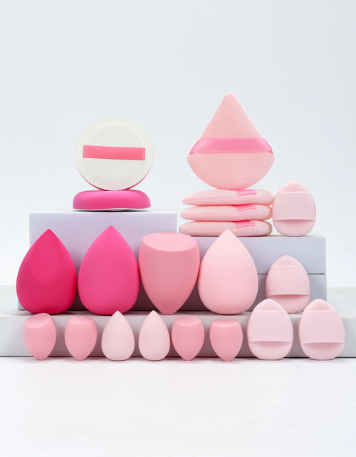 Load image into Gallery viewer, 20 Pcs Pink Makeup Sponge and Makeup Puff Set Suitable for Face Cream and Powder Concealer Powder Makeup Machine
