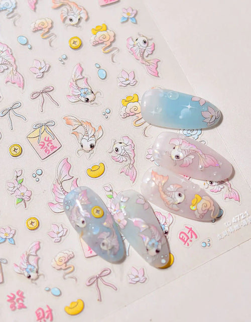 Load image into Gallery viewer, 1pcs Cute A bag of Starfish Nail Charm Stickers 3D Jelly Ocean Fish Bubble Adhesive Nail Sticker DIY Summer Nail Art Decorations
