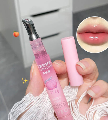 Peach Lip Oil Moisturizing Glass Lip Gloss Fragrance Non-sticky Lip Tint Lips Plumper Autumn and Winter Lips Care Serum Primer