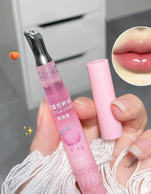 Load image into Gallery viewer, Peach Lip Oil Moisturizing Glass Lip Gloss Fragrance Non-sticky Lip Tint Lips Plumper Autumn and Winter Lips Care Serum Primer
