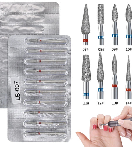 10Pcs Diamond Milling Cutter For Manicure Electric Nail Drill Bits Accessory Pedicure Machine Nail File Gel Remover Tool