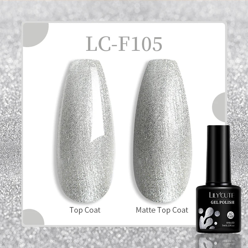 LILYCUTE 7ML Glitter Gel Nail Polish Sparkling Semi Permanent UV Gel Colorful Shinning Gel Varnish Nail Art Soak Off UV LED Gel