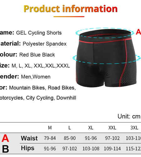 NEWBOLER Cycling Shorts Breathable Mesh Cycling Underwear 5D Gel Pad Shockproof MTB Bike Shorts Man Shorts
