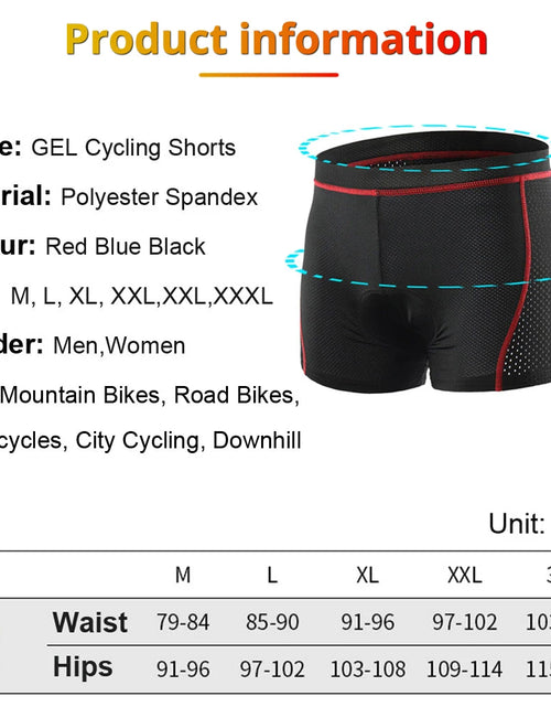Load image into Gallery viewer, NEWBOLER Cycling Shorts Breathable Mesh Cycling Underwear 5D Gel Pad Shockproof MTB Bike Shorts Man Shorts
