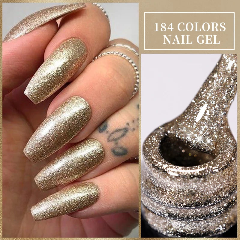 LILYCUTE 7ML Glitter Gel Nail Polish Sparkling Semi Permanent UV Gel Colorful Shinning Gel Varnish Nail Art Soak Off UV LED Gel