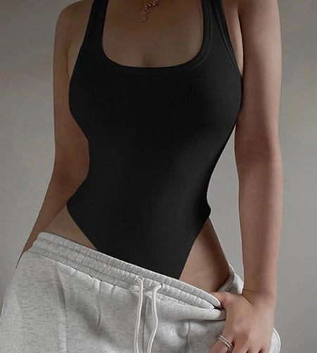 Sleeveless Knit Bodysuit Hot Summer Sexy Bodycon Off Shoulder Halter Tops Casual Street Bodice For Women ClubWear