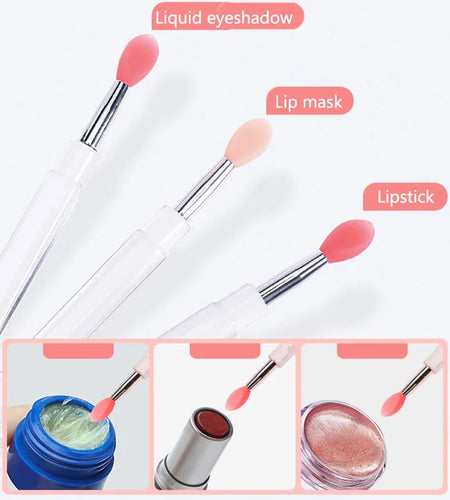 1/3/10pcs Portable Silicone Lip Brush with Cover Soft Multifunction Lip Balm Applicator Lipstick Lipgloss Makeup Brush Reusable