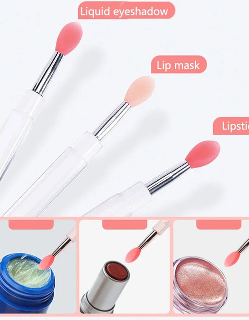 Load image into Gallery viewer, 1/3/10pcs Portable Silicone Lip Brush with Cover Soft Multifunction Lip Balm Applicator Lipstick Lipgloss Makeup Brush Reusable
