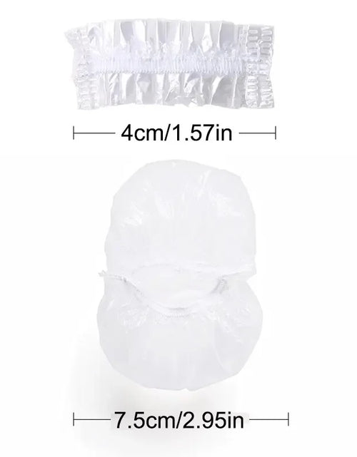 Load image into Gallery viewer, 100PCS Disposable Hair Earmuff Dye Transparent Elastic Shower Hair Dye Protection Tool Shield Waterproof Earpack Plastic Wrap
