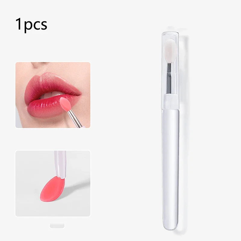 1/3/10pcs Portable Silicone Lip Brush with Cover Soft Multifunction Lip Balm Applicator Lipstick Lipgloss Makeup Brush Reusable
