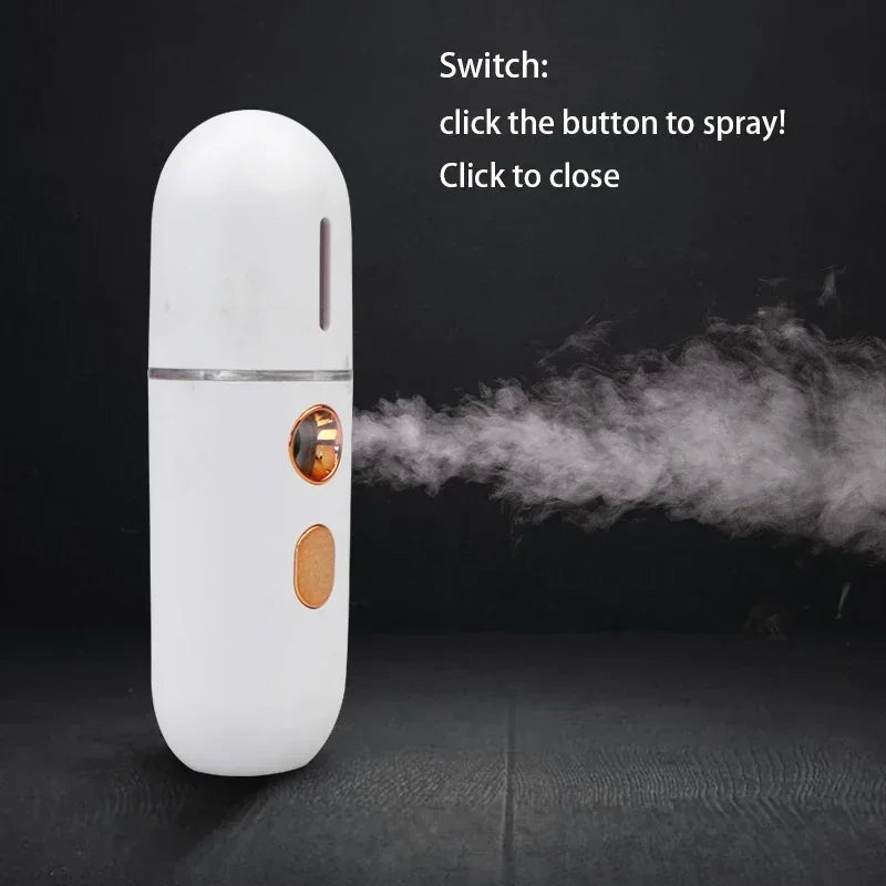 1PC Mini Portable Humidifier Nano Mister Facial Steamer Device Beauty Spray Hydrating Apparatus Cold Spray ApparatusRechargeable