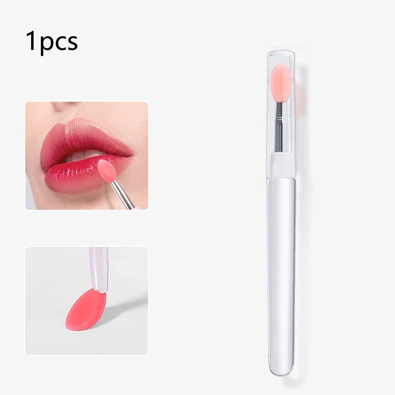 1/3/10pcs Portable Silicone Lip Brush with Cover Soft Multifunction Lip Balm Applicator Lipstick Lipgloss Makeup Brush Reusable
