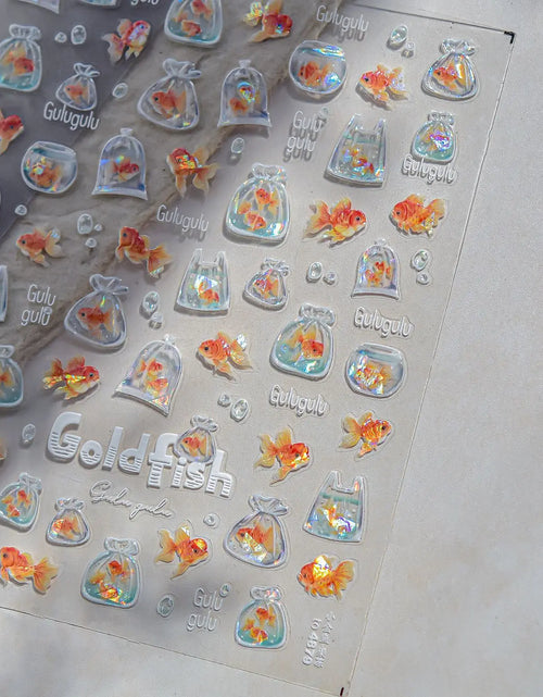 Load image into Gallery viewer, 1pcs Cute A bag of Starfish Nail Charm Stickers 3D Jelly Ocean Fish Bubble Adhesive Nail Sticker DIY Summer Nail Art Decorations
