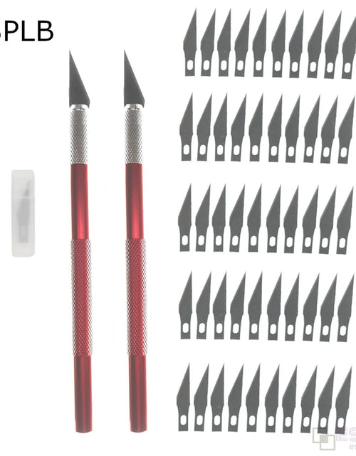 Load image into Gallery viewer, Engraving Non-Slip Metal Scalpel Knife Kit + 50/20/10/5pcs #11 Blades Cutter Craft Knives for Mobile Phone PCB Repair Hand Tools
