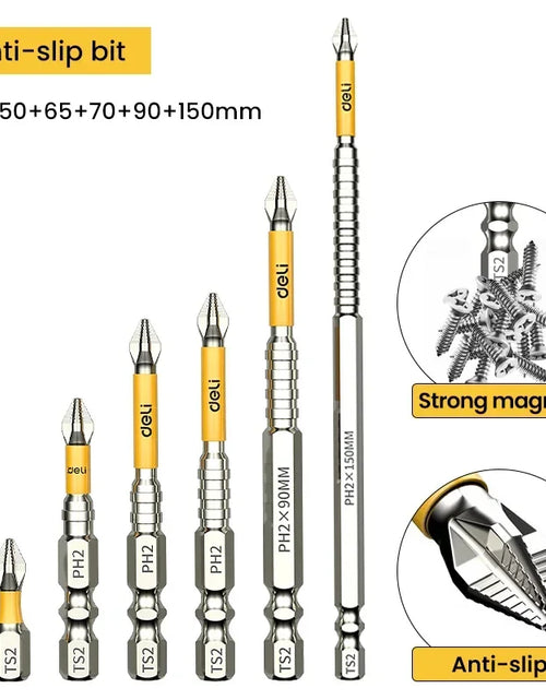 Load image into Gallery viewer, 5PCS Upgraded High Hardness And Strong Magnetic Bit 25/50/65/70/90/150mm Non-slip Cross High Hardness Electric Hand Drill Screw
