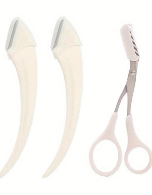 Load image into Gallery viewer, Eyebrow Trimmer Set, Curved Eyebrow Razor, Eyebrow Scissors With Comb, Convenient Easy Beauty Tools For Beginners
