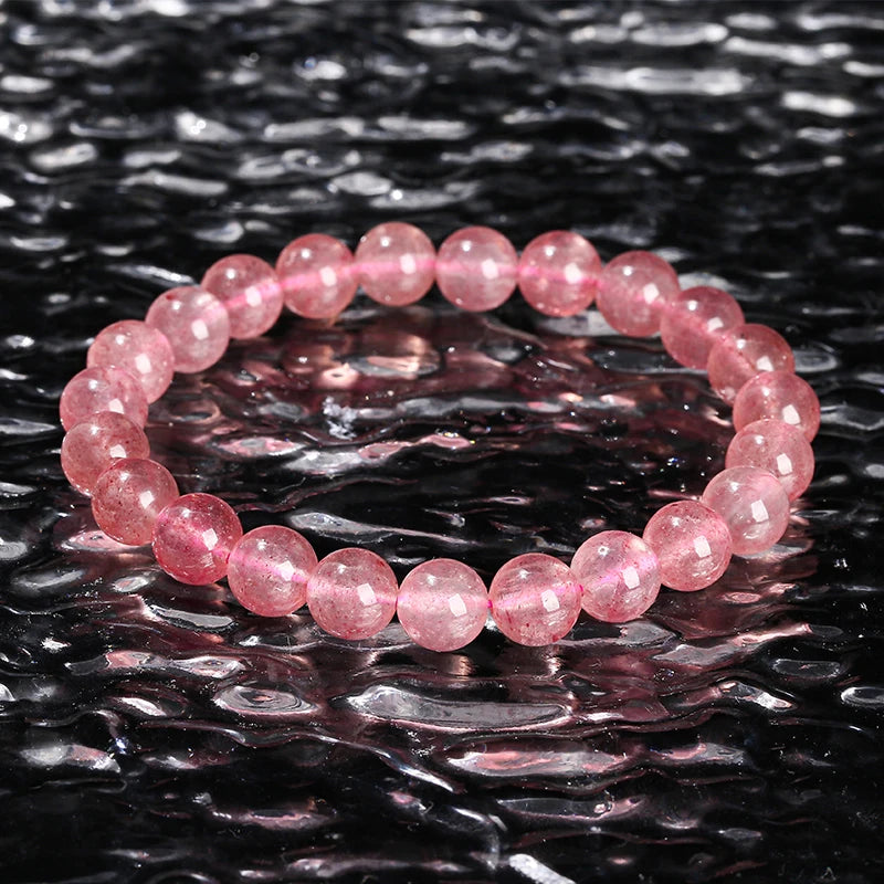 JD 5A Natural Brazil Strawberry Crystal Quartz Bead Bracelet Women Charm Purify the Soul Jewelry Reiki Healing Pulsera Yoga Gift