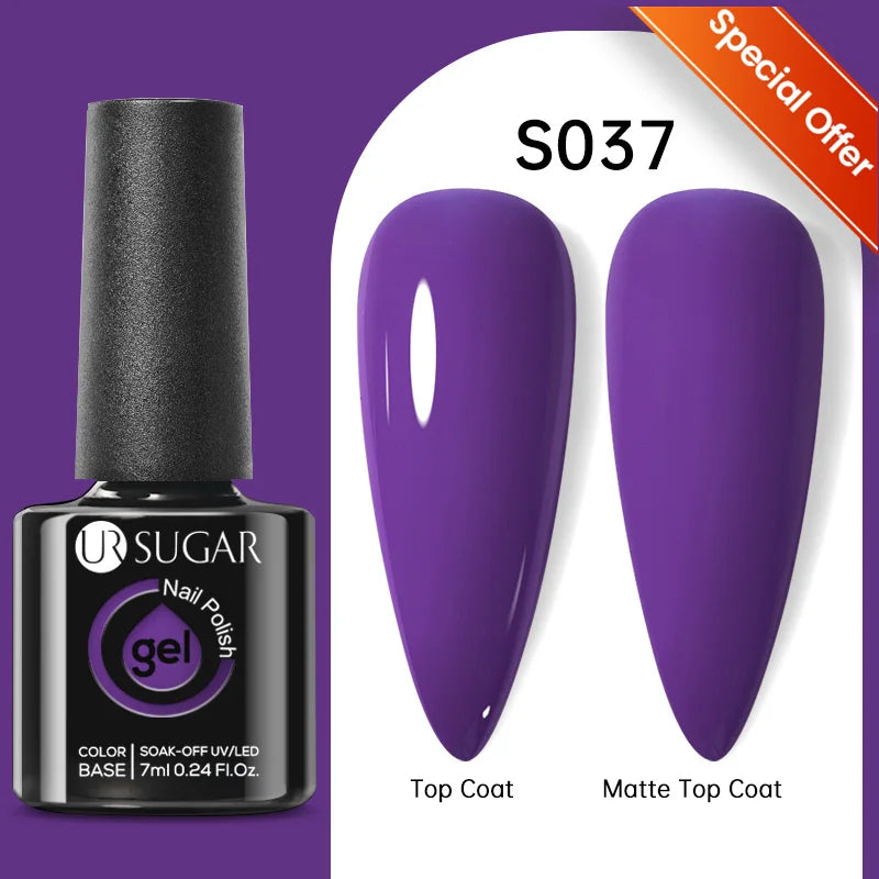 UR SUGAR 7.5ML Blue Black Red Glitter Sequin Color Gel Nail Polish Semi-permanent Varnish For Nail Art Manicure Soak Off UV Gel