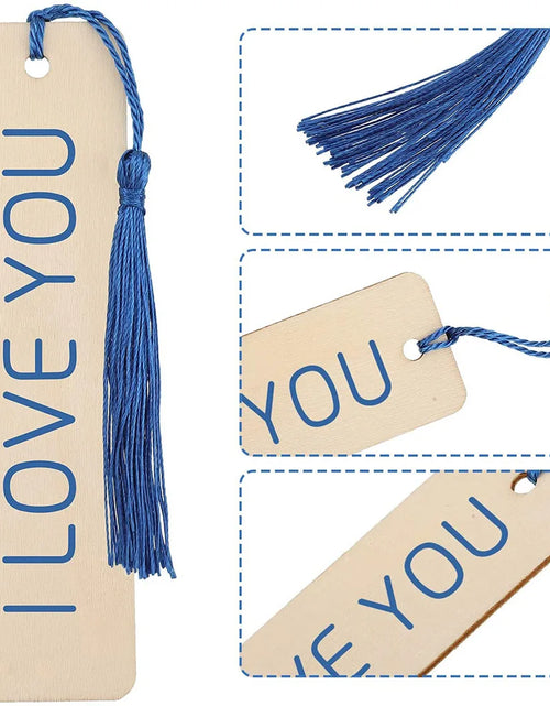 Load image into Gallery viewer, 10/20/60Pcs Wood Bookmark Bulk Blank Hanging Label Wooden Bookmarks Sign Unfinished Label Ornaments With Tassel Ropes DIY Crafts
