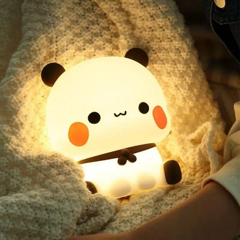 LED Night Lights Cute Panda Silicone Lamp USB Rechargeable Touch Night Lamp Bedside Decor 3 Modes Dimmable Kids Baby nightlight
