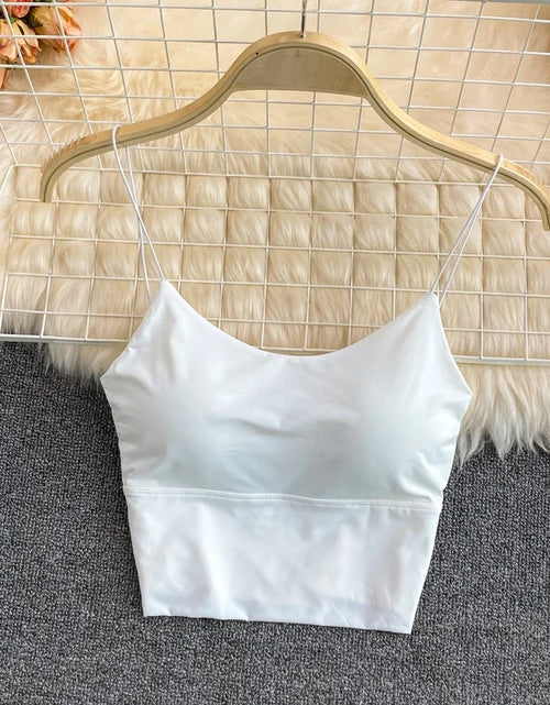 Load image into Gallery viewer, Women Crop Tops Sexy Solid Color Camisole Ice Silk Tube Top Seamless Sports Tank Top Wireless Underwear Padded Bra Bralette Vest
