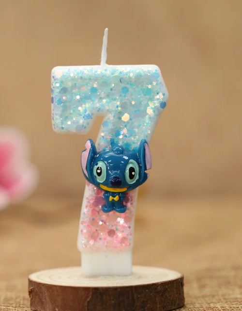 Load image into Gallery viewer, Disney Anime Lilo &amp; Stitch 0-9 Number Candle Cute 3D Stitch Cartoon Character Party Cake Plug-in Birthday Cake Decoration Gift
