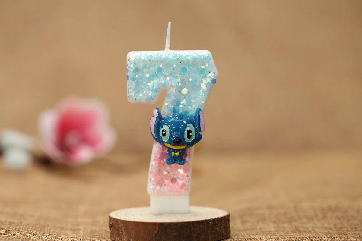 Disney Anime Lilo & Stitch 0-9 Number Candle Cute 3D Stitch Cartoon Character Party Cake Plug-in Birthday Cake Decoration Gift