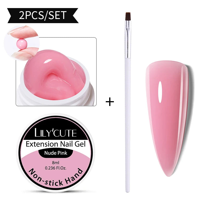LILYCUTE 6 IN 1 Extension Gel Nail Polish Acrylic Construct Hard Gel Soak Off Self Leveling Reinforcement Gel For Nail HEMA FREE