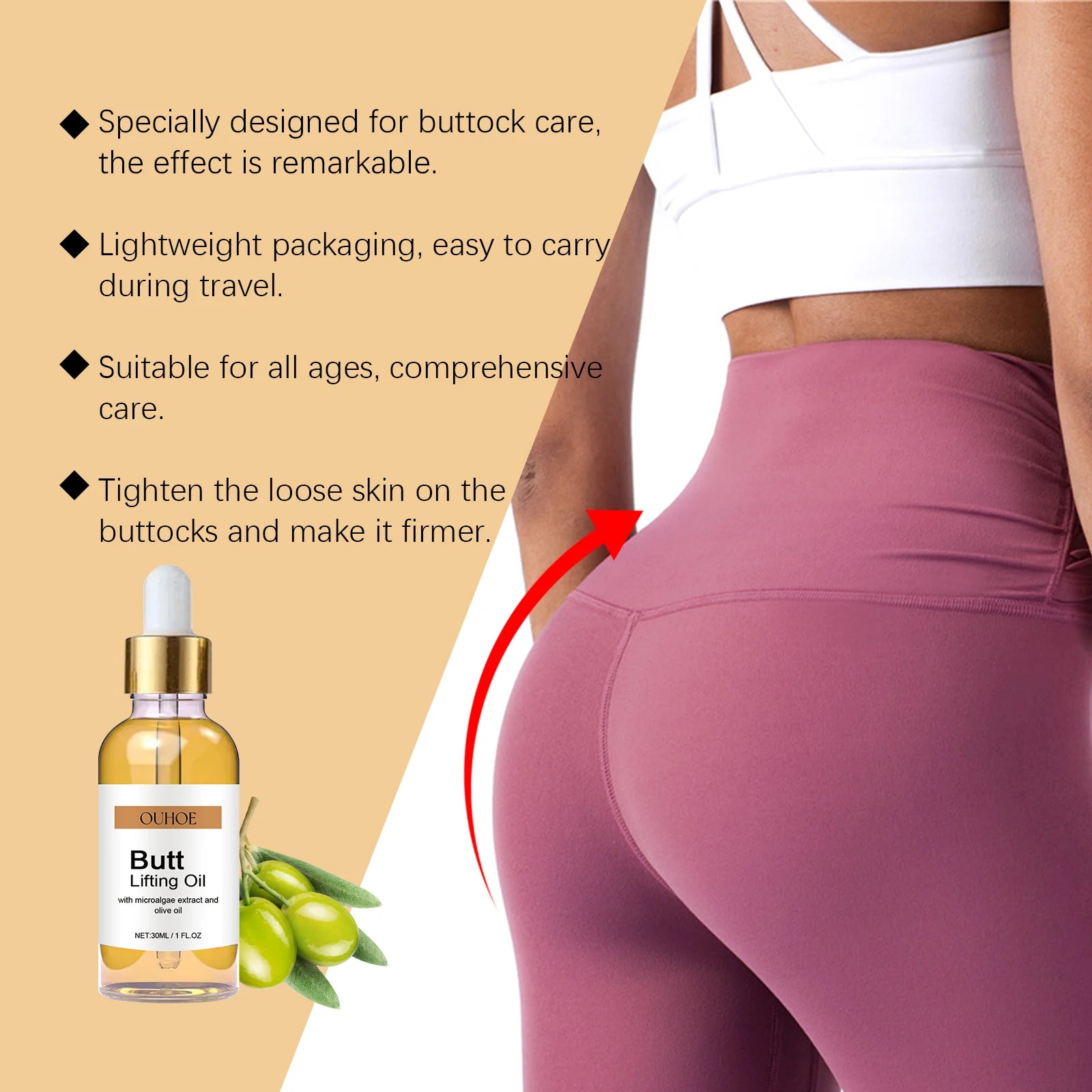 Buttock Enlargement Oils Hip Lifting Oil Hip Growth Firming Nourishing Moisturize Tighten Shaper Bum Sexy Body Massage Care