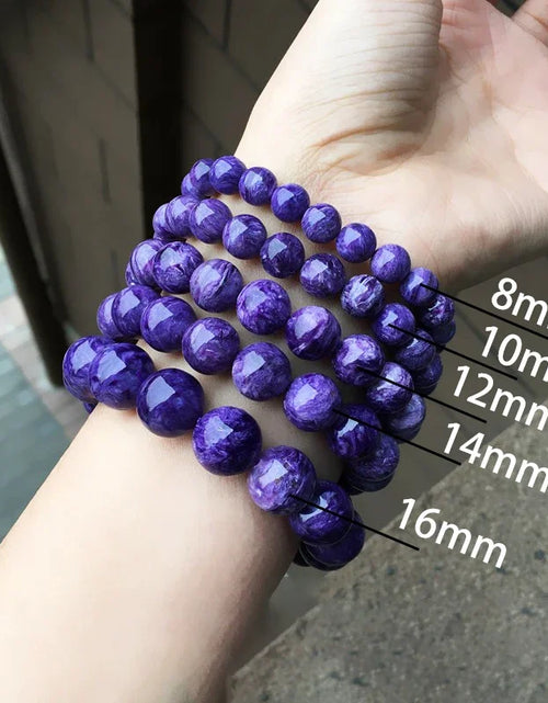 Load image into Gallery viewer, Natural Charoite Beads Bracelet Amethyst Stone Crystal Women Fashion Jewelry Single Circle Elastic Rope Charoite Bracelet Gifts
