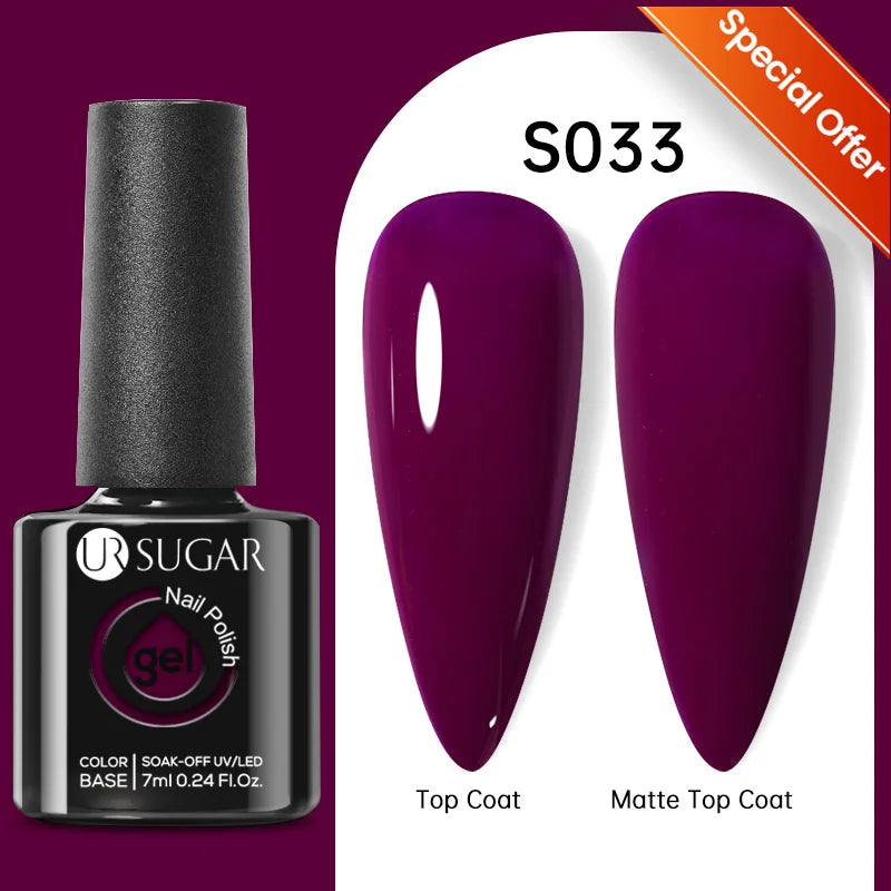 UR SUGAR 7.5ML Blue Black Red Glitter Sequin Color Gel Nail Polish Semi-permanent Varnish For Nail Art Manicure Soak Off UV Gel