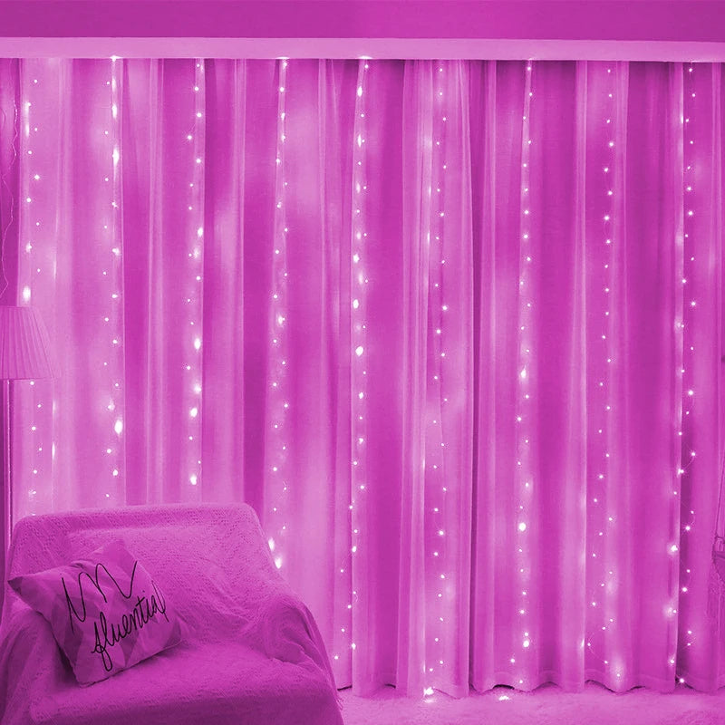 3/6M USB LED Curtain 8Modes Remote Control String Lights Holiday Wedding Fairy Garland Lights For Bedroom Living Room Decor