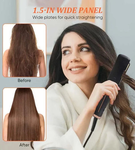 Tinsol 2-in-1 Hair Straightener Curling Iron Ceramic Plate Negative Ion Wide Plate Temperature Adjustable Hair Straightener