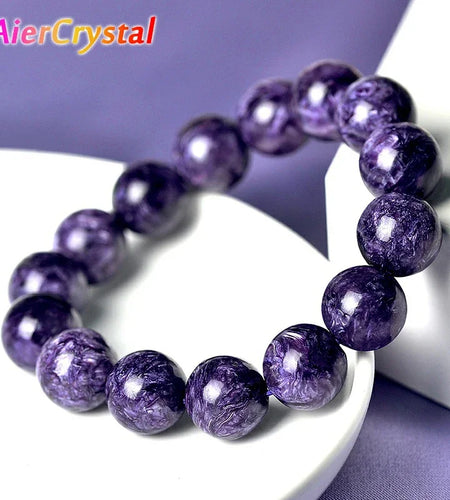 Natural Charoite Beads Bracelet Amethyst Stone Crystal Women Fashion Jewelry Single Circle Elastic Rope Charoite Bracelet Gifts