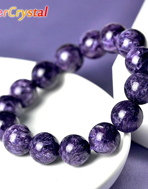 Load image into Gallery viewer, Natural Charoite Beads Bracelet Amethyst Stone Crystal Women Fashion Jewelry Single Circle Elastic Rope Charoite Bracelet Gifts
