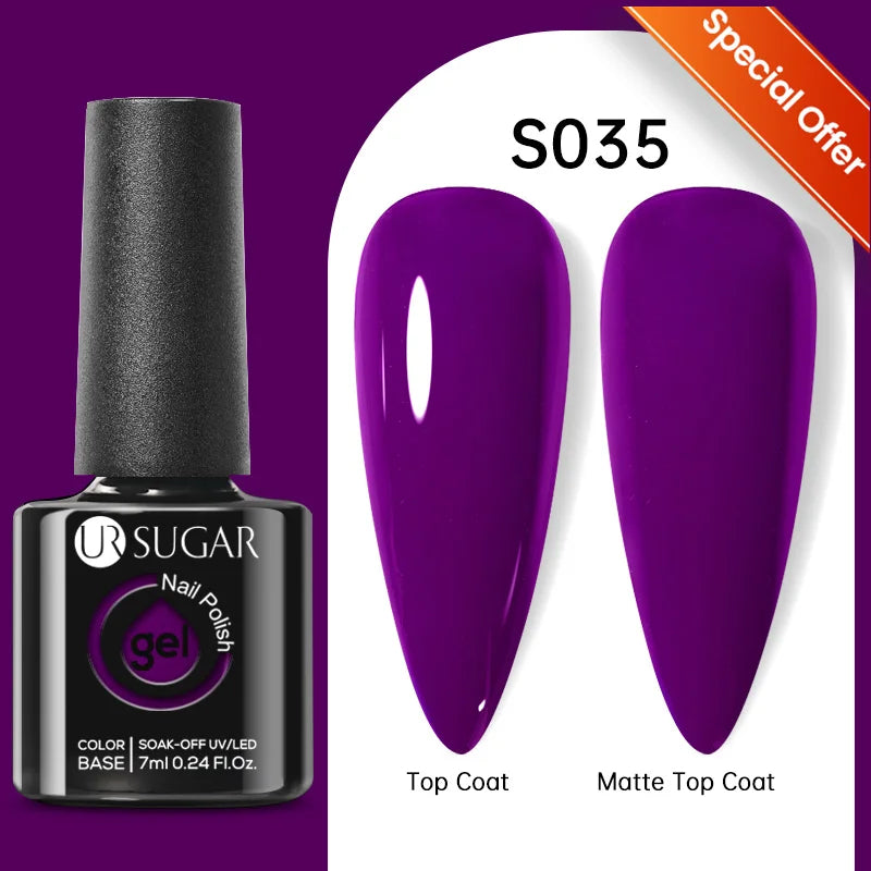 UR SUGAR 7.5ML Blue Black Red Glitter Sequin Color Gel Nail Polish Semi-permanent Varnish For Nail Art Manicure Soak Off UV Gel