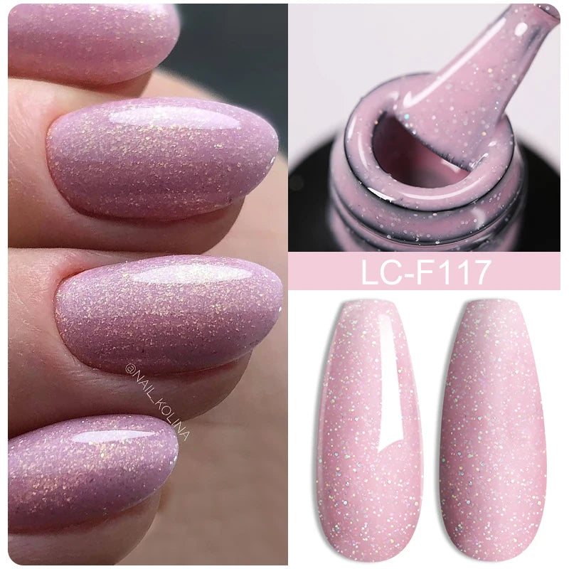 LILYCUTE 7ML Glitter Gel Nail Polish Sparkling Semi Permanent UV Gel Colorful Shinning Gel Varnish Nail Art Soak Off UV LED Gel