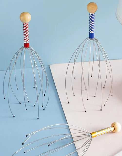 Load image into Gallery viewer, 1PC Octopus Head Massager Stainless Steel Engraved Head Relaxer Brain Massage Claw Scalp Scratcher Itch Reliever Random Color
