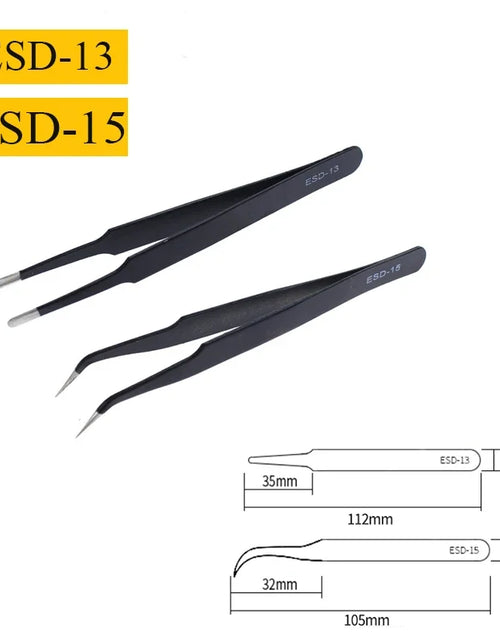 Load image into Gallery viewer, 2/6pcs Precision Tweezers Set ESD Anti-Static Stainless Steel Tweezers Repair Tools for Electronics Repair Soldering Craft Tools
